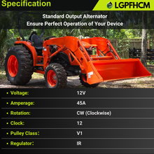 Load image into Gallery viewer, T1850-15680 T1850-15682 Alternator Fits For Kubota Excavator KX121-3 U35S U35-S2 U45ST Tractor L4760GST MX5200H MX5800H T185015680 T185015682